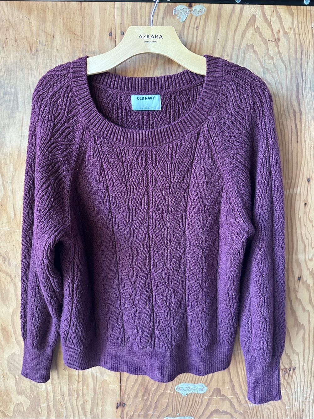 Old Navy Women's Cable Crew Sweater - Plum Wine